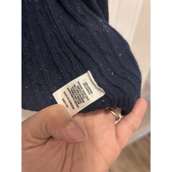 Kim Rogers Navy Blue Speckled Long Open Front Cable Knit Cardigan Women Size XL - Picture 4 of 5